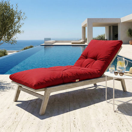 Matelas Bain de Soleil 185x55 Rouge Piment - Épais 12cm & Imperméable
