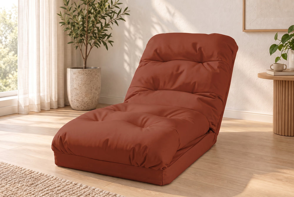 Converteerbare vloerfauteuil Terracotta - 3-in-1 (Bed 210x60) & Verstelbare rugleuning