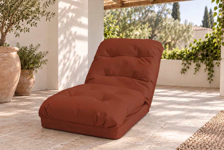 Poltrona de Chão Convertível Terracota - 3 em 1 (Cama 210x60) & Encosto Regulável