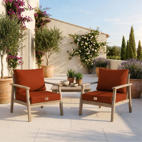 Gartenlounge-Kissen-Set 50x50 Terrakotta - Abnehmbar & UV-beständig (Sitzfläche + Rückenlehne)