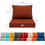 Gartenlounge-Kissen-Set 50x50 Terrakotta - Abnehmbar & UV-beständig (Sitzfläche + Rückenlehne)