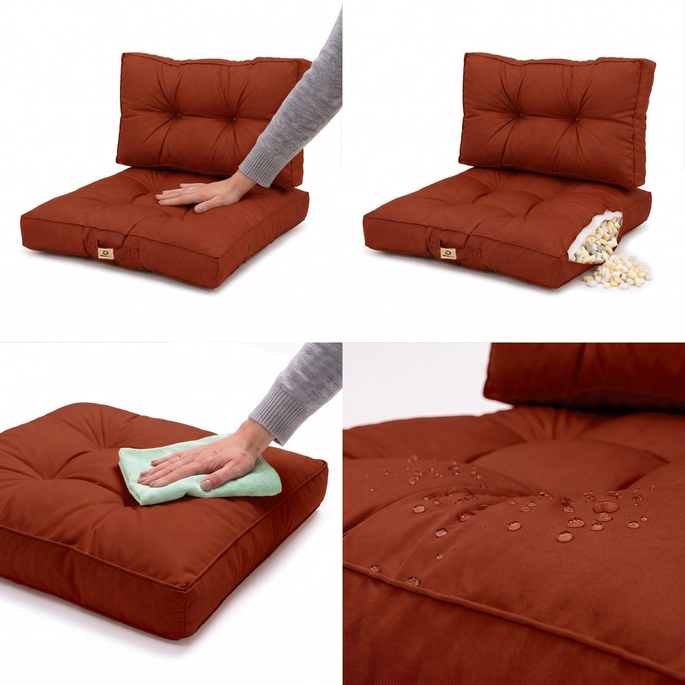 Conjunto de Almofadas Acolchoadas 60x60 Terracota, para interior e exterior