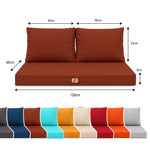 Ensemble Coussins Salon Jardin 120x60 Terracotta - Déhoussable & Anti-UV (1 Assise + 2 Dossiers)
