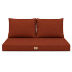 Ensemble Coussins Salon Jardin 120x60 Terracotta - Déhoussable & Anti-UV (1 Assise + 2 Dossiers)