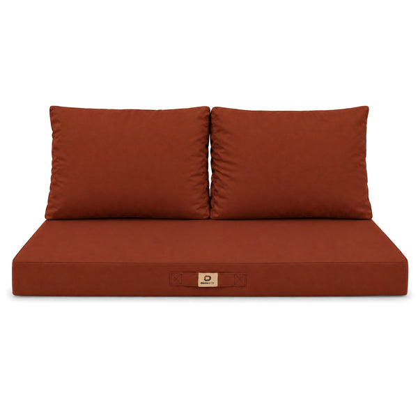 Ensemble Coussins Salon Jardin 120x60 Terracotta - Déhoussable & Anti-UV (1 Assise + 2 Dossiers)