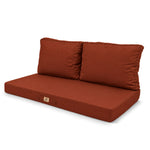 Ensemble Coussins Salon Jardin 120x60 Terracotta - Déhoussable & Anti-UV (1 Assise + 2 Dossiers)