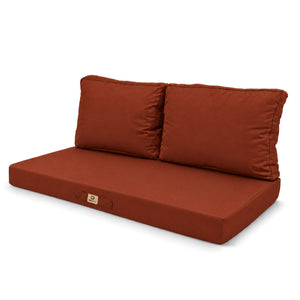 Conjunto de Almofadas para Sala de Jardim 120x60 Terracota - Capa Amovível & Anti-UV (1 Assento + 2 Encostos)