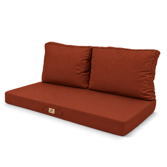 Ensemble Coussins Salon Jardin 120x60 Terracotta - Déhoussable & Anti-UV (1 Assise + 2 Dossiers)