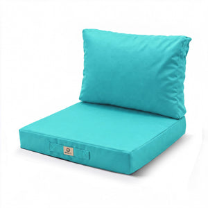 Gartenlounge-Kissen-Set 50x50 Karibikblau - Abnehmbar & UV-beständig (Sitzfläche + Rückenlehne)