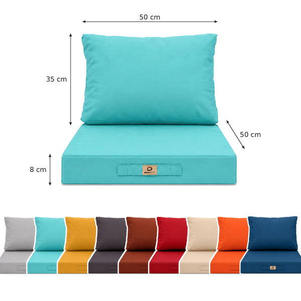 Conjunto de Almofadas para Sala de Jardim 50x50 Azul Caraíbas - Capa Amovível & Anti-UV (Assento + Encosto)