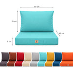 Conjunto de Almofadas para Sala de Jardim 60x60 Azul Caraíbas - Capa Amovível & Anti-UV (Assento + Encosto)