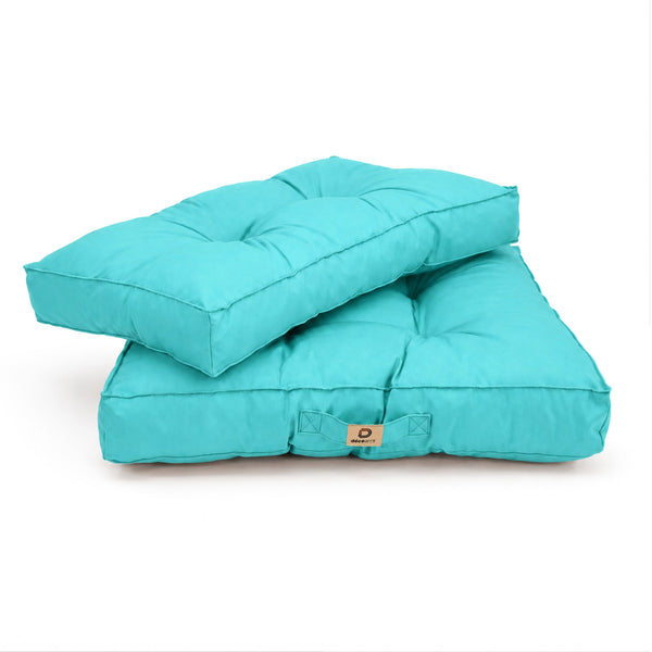 Tufted Cushion Set 50x50 Caribbean Blue - Thick 15cm & Plush (Seat + Backrest)