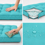 Conjunto de Almofadas Acolchoadas 60x60 Azul Caraíbas - Espesso 15cm & Macio (Assento + Encosto)