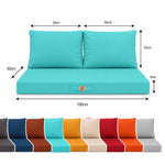 Ensemble Coussins Salon Jardin 100x50 Bleu Caraïbes - Déhoussable & Anti-UV (1 Assise + 2 Dossiers)