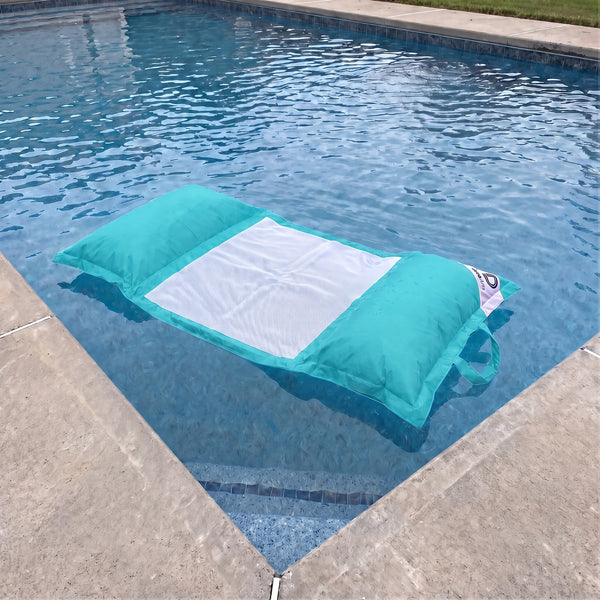 XXL-Schwimmsitzsack für den Pool 170x90 Karibikblau - Hängematten-Perlenmatte (Erwachsenenkomfort)