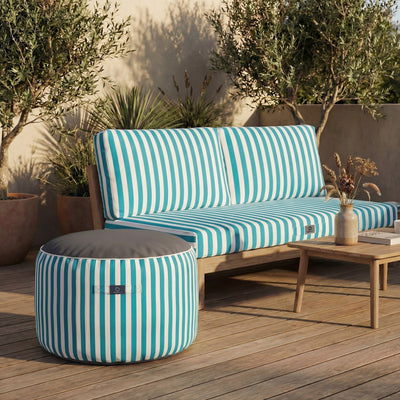 Pufe Redondo Riscas Turquesa - Premium 270g - Altura 40cm Diâmetro 70cm