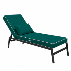 Premium Sonnenliegen-Auflage 190x60 Smaragdgrün - 10cm Dick & Kopfkissen (Abnehmbar)