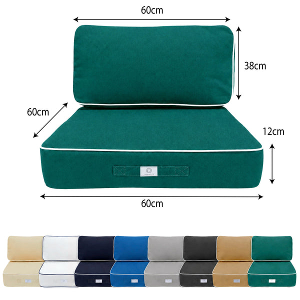 Premium-Kissen-Set 60x60 Smaragdgrün - Dick 12cm & Paspelverarbeitung