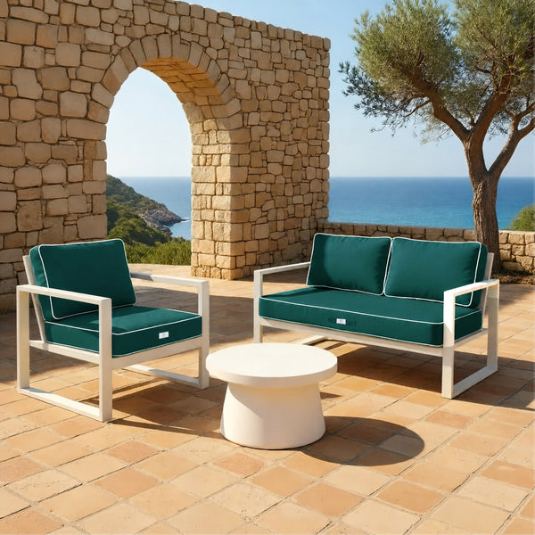 Premium-Kissen-Set 50x50 Smaragdgrün - Dick 12cm & Paspelverarbeitung