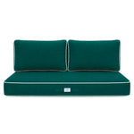 Premium kussenset 120x60 Smaragdgroen - 1 Zitting + 2 Rugleuningen (Dik 12cm & Passepoil)
