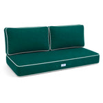 Premium kussenset 120x60 Smaragdgroen - 1 Zitting + 2 Rugleuningen (Dik 12cm & Passepoil)
