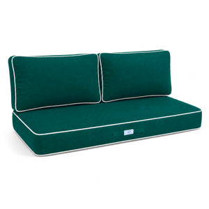 Premium-Kissen-Set 120x60 Smaragdgrün - 1 Sitzfläche + 2 Rückenlehnen (Dick 12cm & Passepoil)