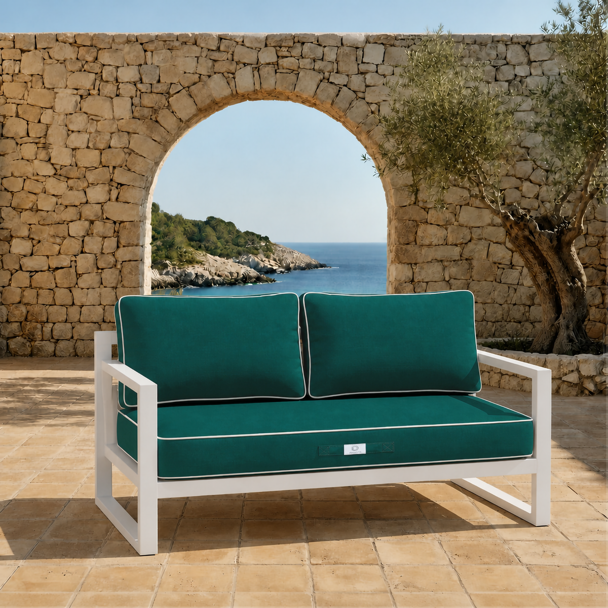 Premium Cushion Set 100x50 Emerald Green – 1 Seat + 2 Backrests (Thick 12cm & Passepoil)