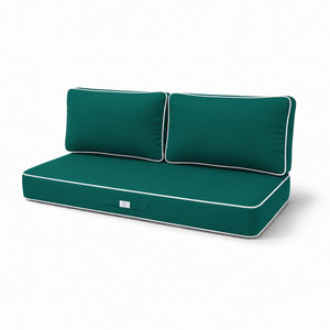 Ensemble Coussins Premium 100x50 Vert Émeraude - 1 Assise + 2 Dossiers (Épais 12cm & Passepoil)