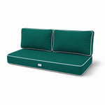 Premium kussenset 120x60 Smaragdgroen - 1 Zitting + 2 Rugleuningen (Dik 12cm & Passepoil)