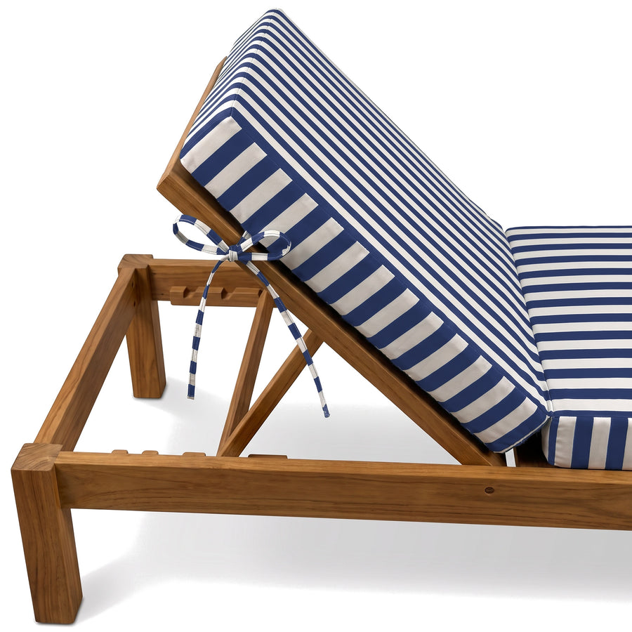 Matelas transat à rayures bleu marine – liens de fixation noués au transat