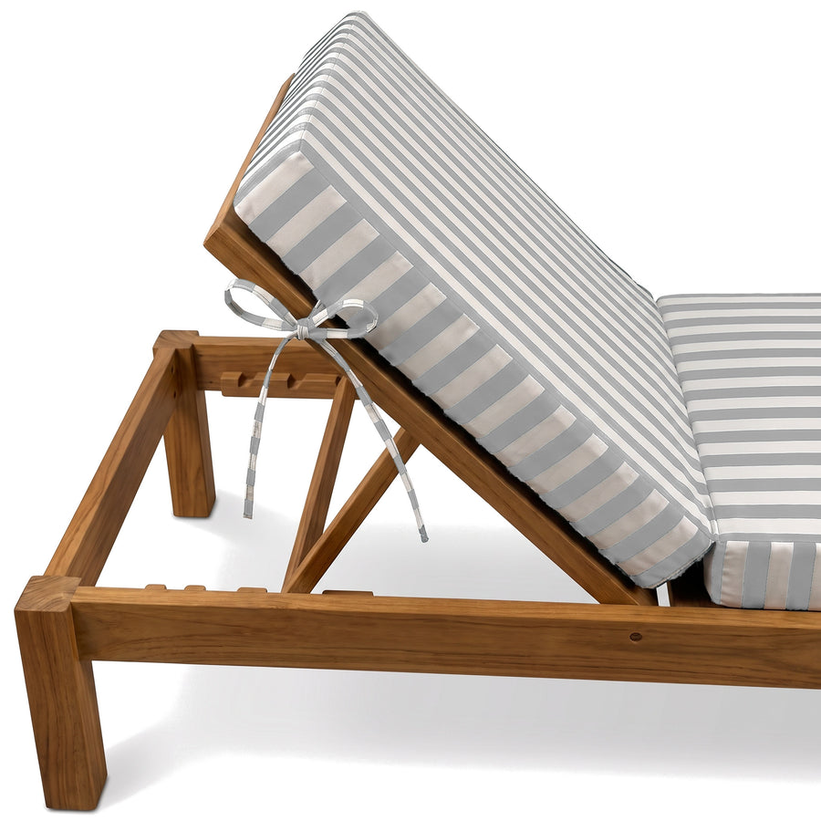 Matelas transat à rayures gris clair – liens de fixation noués au transat