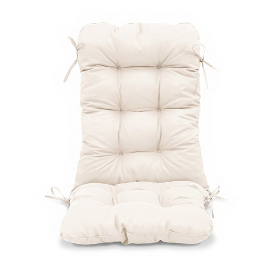 Coussin chaise dossier haut 120x50 Blanc Cassé capitonné avec liens d&