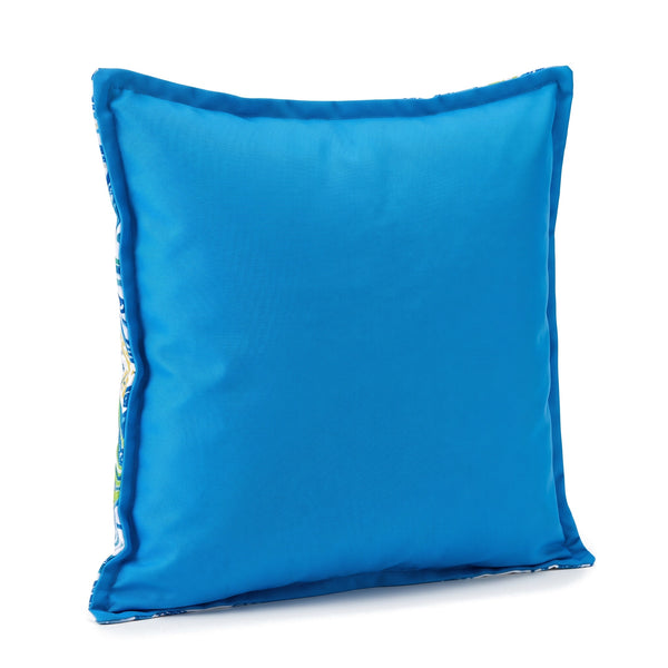 Decorative cushion 45x45, Arabesque pattern, plain azure blue back