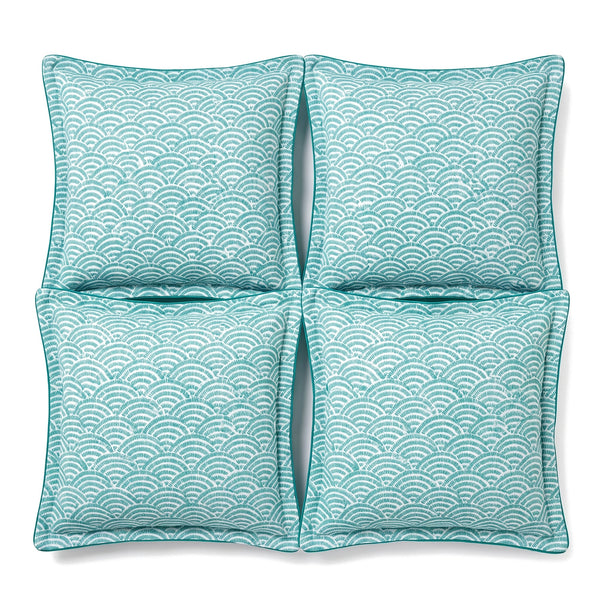 Set van 4 sierkussens 45x45 motief Groene Waaiers