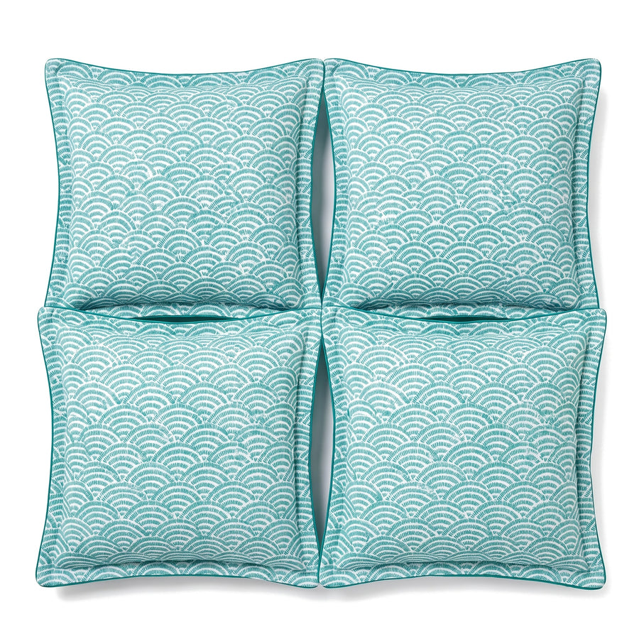 Set van 4 sierkussens 45x45 motief Groene Waaiers