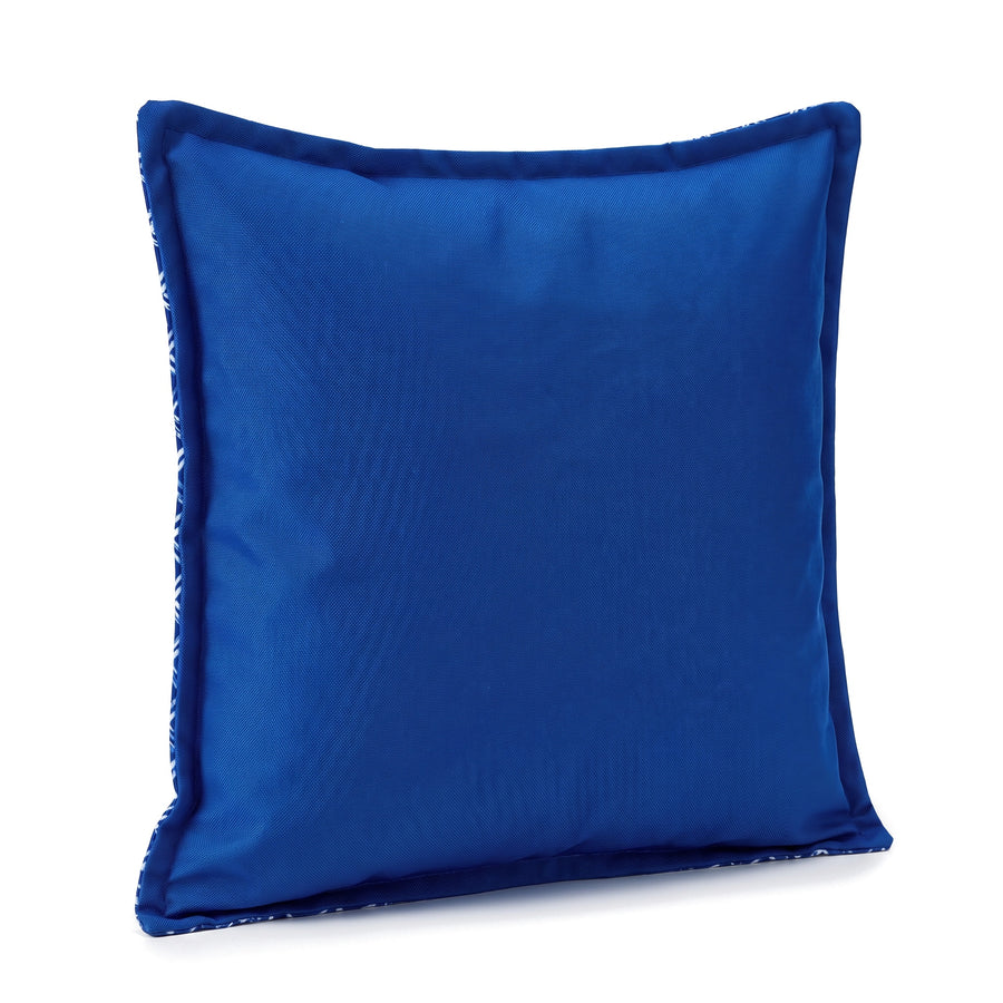 Sierkussen 45x45 motief Blauw Nautisch, achterkant effen koningsblauw