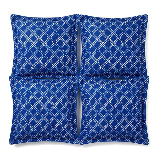 Set van 4 sierkussens 45x45 motief Blauw Nautisch