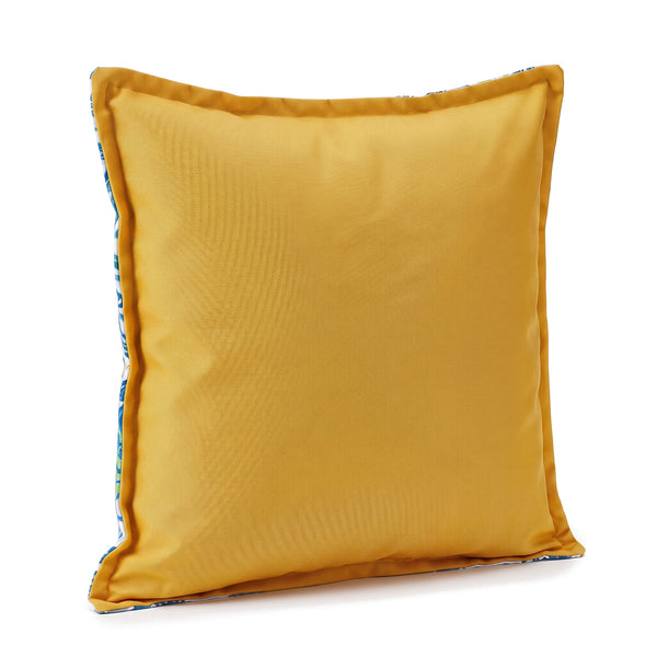 Almofada decorativa 45x45 padrão Riscas Solares, verso amarelo liso