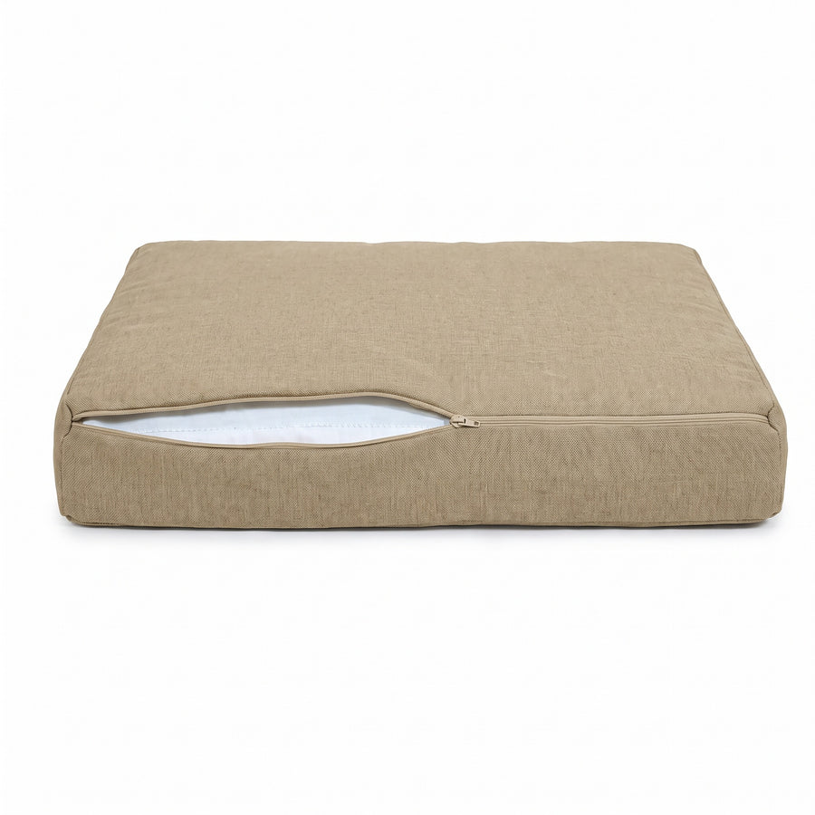 Hoes van het kussen met linnenlook in Beige met rits aan de achterkant