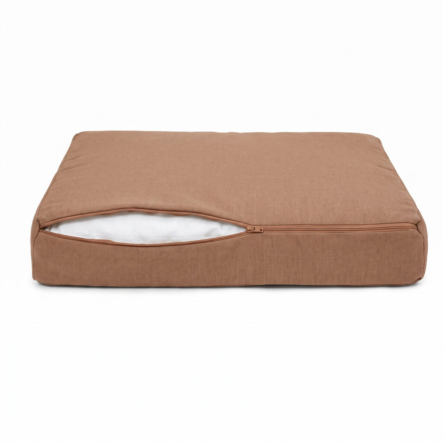 Hoes van het kussen met linnenlook in Terracotta met rits aan de achterkant