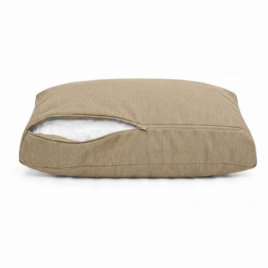 Zitkussen met linnenlook in Beige met afneembare hoes, rits open