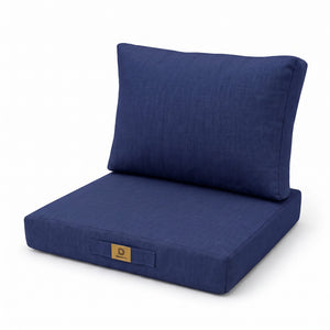 Sesselkissen-Set 60x60 Indigoblau - Effet Lin & Abnehmbar (Sitzfläche + Rückenlehne)