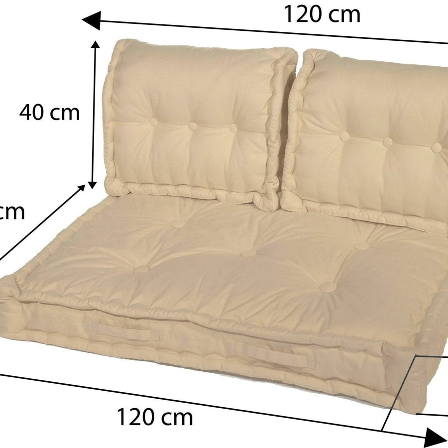 Euro-Palettenkissen-Set 120x80 Beige Clair, Füllung aus Schaumstoffflocken