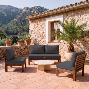 Garden Lounge Cushion Set 100x50 Carbon Grey - Removable Cover & UV-Resistant (1 Seat + 2 Backrests)
