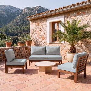 Garden Lounge Cushion Set 120x60 Pebble Grey - Removable Cover & UV-Resistant (1 Seat + 2 Backrests)