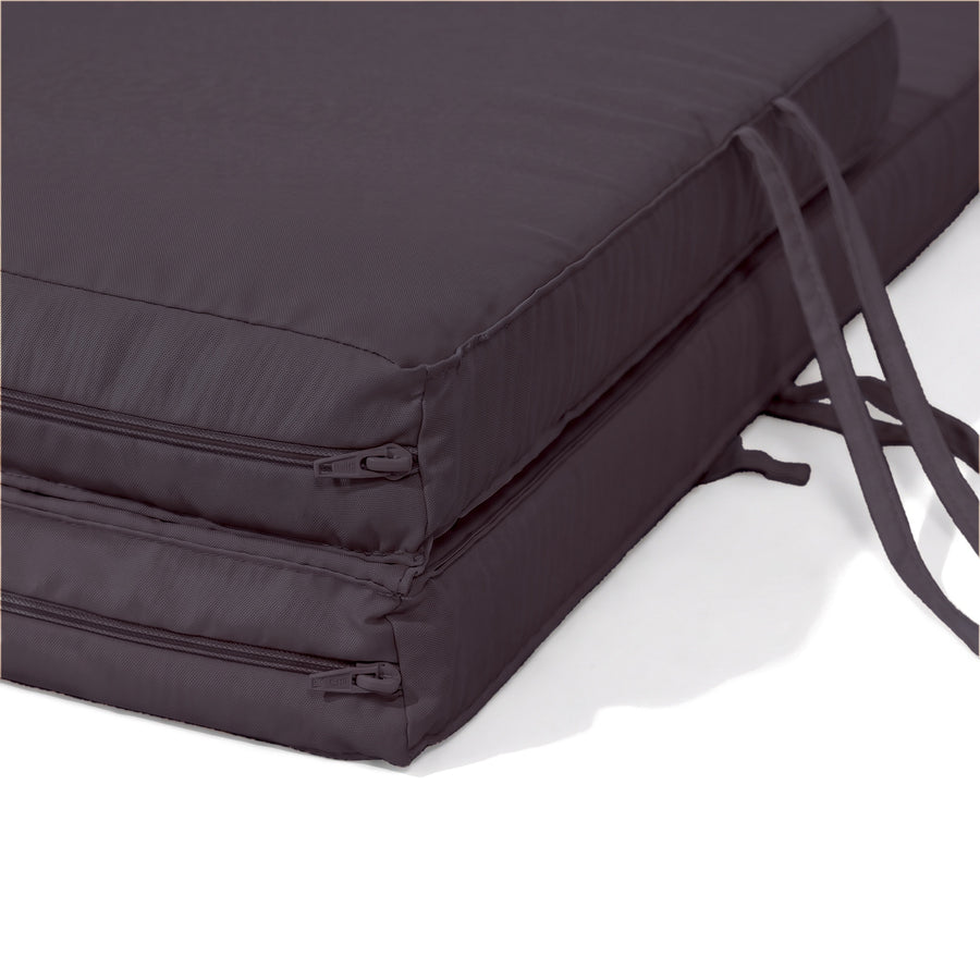 Matelas Bain de Soleil 185x60 Gris Carbone, deux parties zippées (fermetures cachées à l'intérieur)