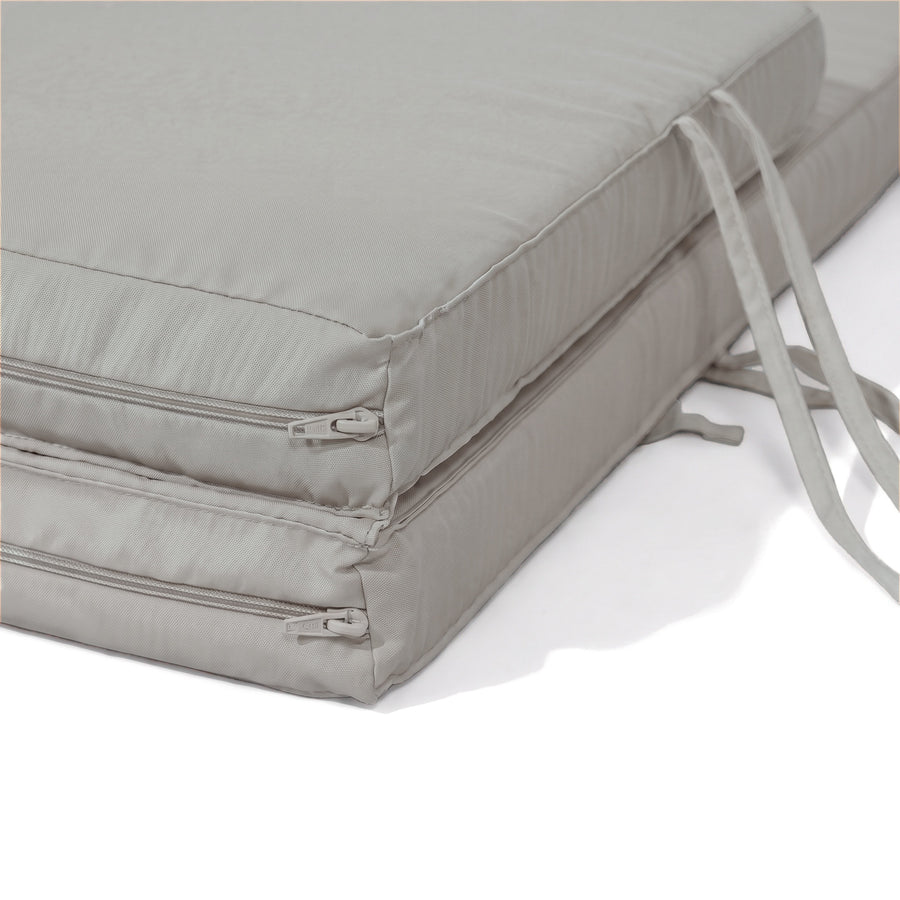 Matelas Bain de Soleil 185x60 Gris Galet, deux parties zippées (fermetures cachées à l'intérieur)