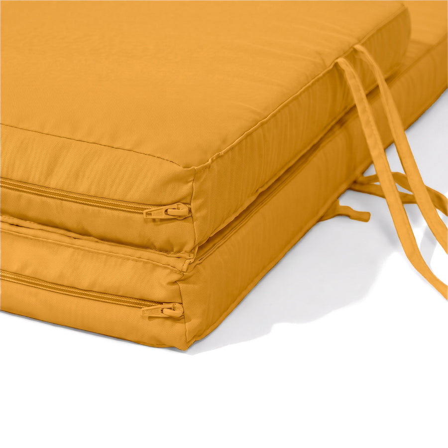 Matelas Bain de Soleil 185x60 Jaune Miel, deux parties zippées (fermetures cachées à l'intérieur)
