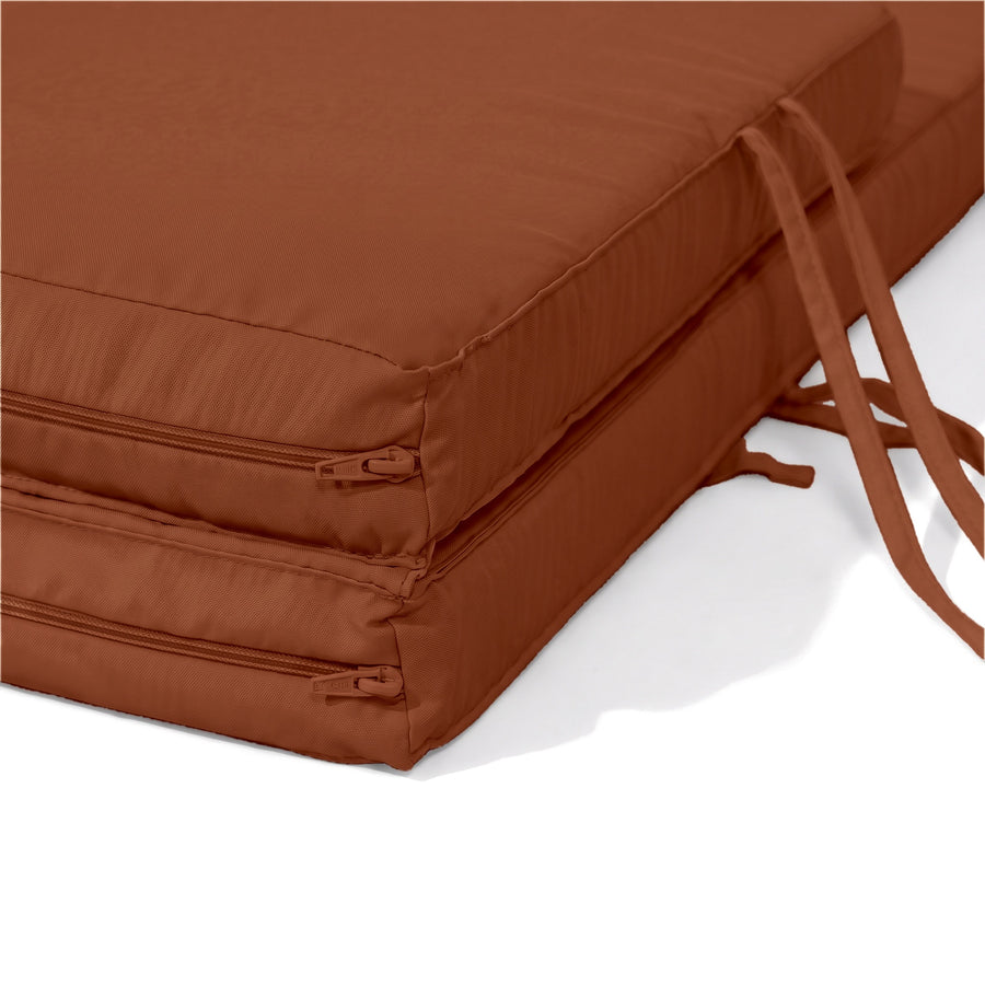 Matelas Bain de Soleil 185x60 Terracotta, deux parties zippées (fermetures cachées à l'intérieur)
