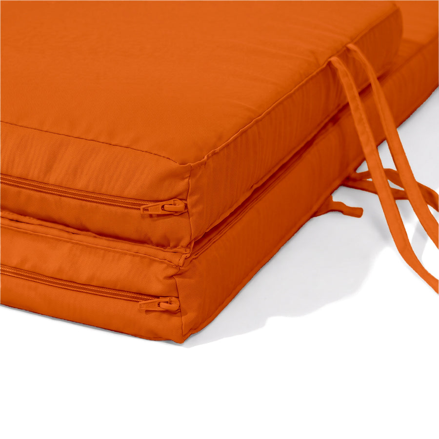 Matelas Bain de Soleil 185x60 Orange, deux parties zippées (fermetures cachées à l'intérieur)